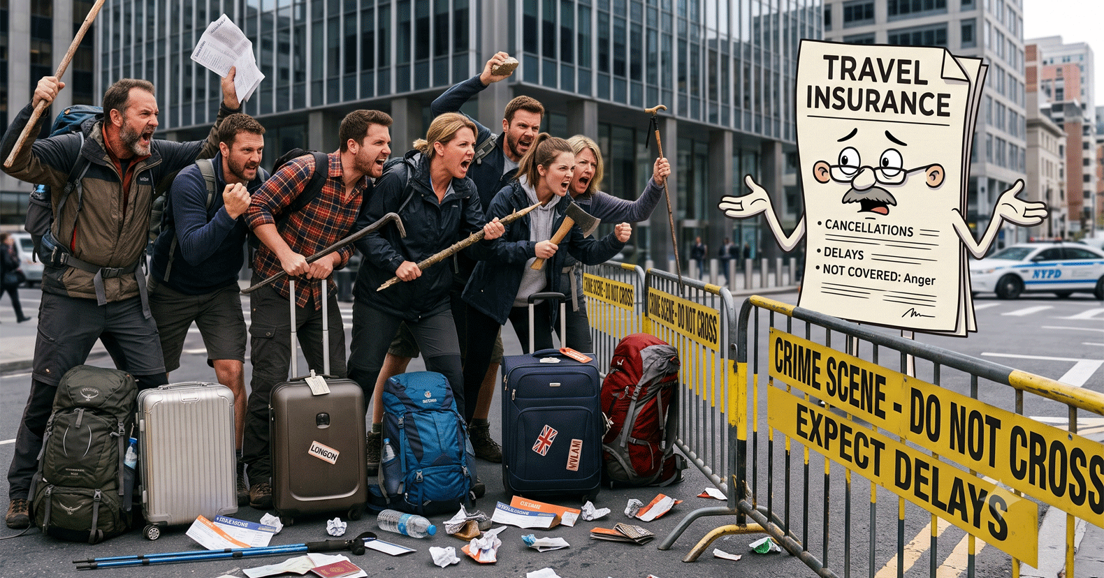 angry travelers confront travel insurance